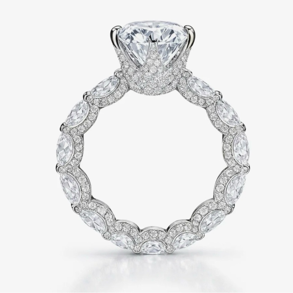 Sevensy Deluxe Silver Diamond Ring size 4